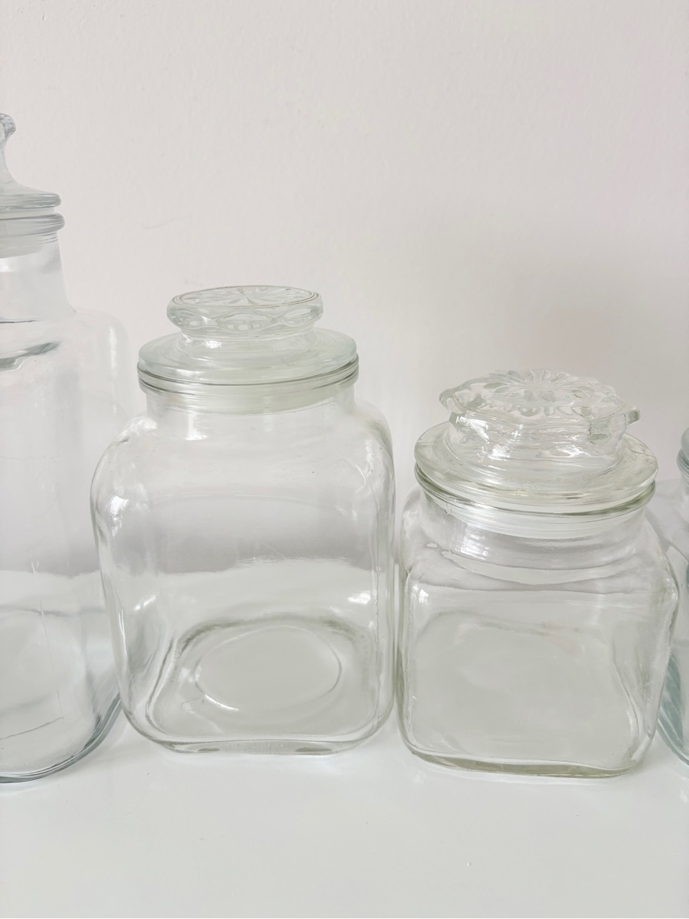 4 Vintage Anchor Hocking Canister Apothecary Jars with Lids Square Starburst - Picture 6 of 14